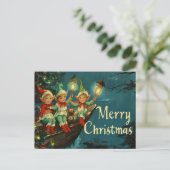 ヴィンテージ レトロ クリスマス: ハッピーエルフ シーズンポストカード (スタンド正面)