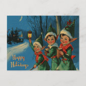 ヴィンテージ レトロ クリスマス: ハッピーエルフ シーズンポストカード (正面)