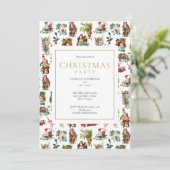ヴィンテージ レトロ クリスマス ホリデー パーティー 招待状 (スタンド正面)