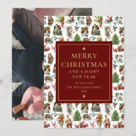 ヴィンテージ レトロ クリスマス ワインレッド ゴールド 写真