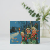 ヴィンテージ レトロ クリスマス: 幸せなエルフ シーズンポストカード (スタンド正面)