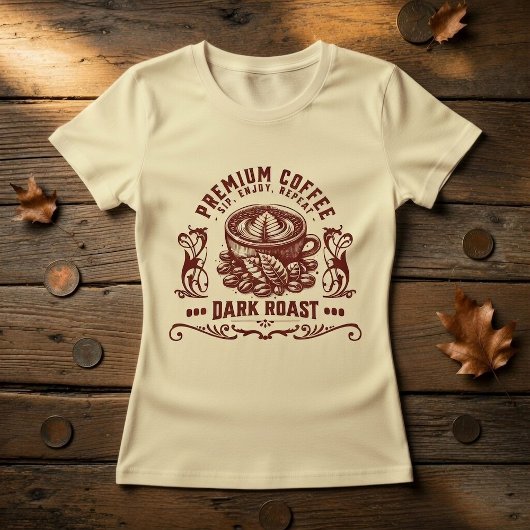 ヴィンテージ レトロ コーヒー飲み手 Tシャツ