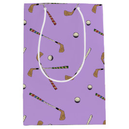 ヴィンテージ レトロ ゴルフ ゴルファー クラブ ボール パターン ライラ ミディアムペーパーバッグ