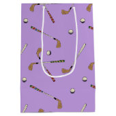 ヴィンテージ レトロ ゴルフ ゴルファー クラブ ボール パターン ライラ ミディアムペーパーバッグ (裏面)