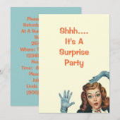 ヴィンテージ レトロ サプライズ バースデー パーティー インビテーション (正面/裏面)