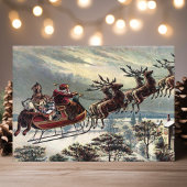 ヴィンテージ レトロ サンタクロース トナカイ ソリ シーズンカード