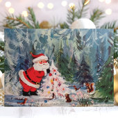 ヴィンテージ レトロ サンタクロース 森林動物 クリスマス