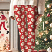 ヴィンテージ レトロ サンタクロース 赤 クリスマスパターン レギンス
