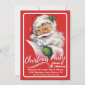 ヴィンテージ レトロ サンタ 彼のリストをチェックする クリスマス 招待状 (正面)