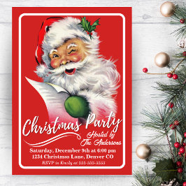 ヴィンテージ レトロ サンタ 彼のリストをチェックする クリスマス 招待状