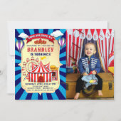 ヴィンテージ レトロ サーカス カーニバル 誕生日 フォト 招待状 (正面)