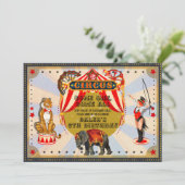 ヴィンテージ レトロ サーカス バースデーパーティー 招待状 (スタンド正面)