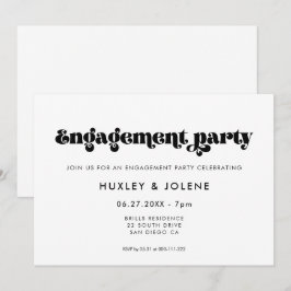 ヴィンテージ レトロ スクリプトエンゲージメントパーティー 招待状