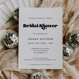 ヴィンテージ レトロ スクリプト ブライダル シャワー 招待状