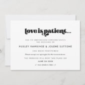 ヴィンテージ レトロ スクリプト 愛は忍耐強い 結婚式のカード 招待状 (正面)