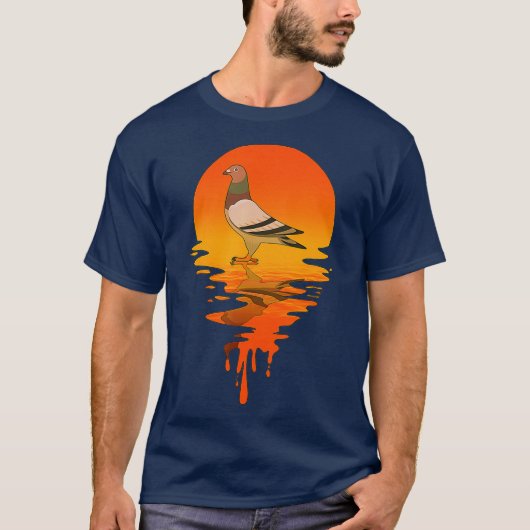 ヴィンテージ レトロ スタイルの鳩 Tシャツ (正面)