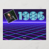 ヴィンテージ レトロ ストライプ 1986 80年代 フォト 40歳 誕生日 招待状 (裏面)