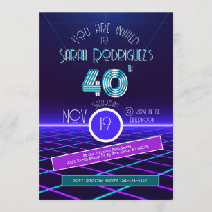 ヴィンテージ レトロ ストライプ 1986 80年代 フォト 40歳 誕生日 招待状