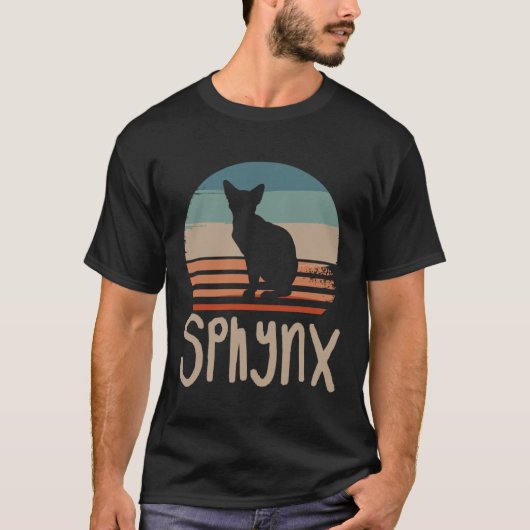 ヴィンテージ レトロ スフィンクス 猫 Tシャツ (正面)