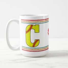 ヴィンテージ レトロ ソフトボール 文字 C タイポグラフィ コーヒーマグカップ