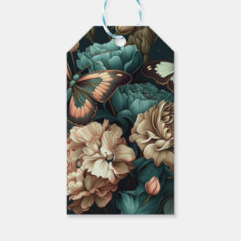 ヴィンテージ レトロ デザイン フラワーズ グリーン ギフトタグ