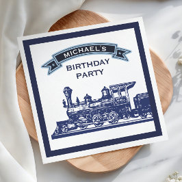 ヴィンテージ レトロ トレイン キッズ バースデーパーティー ペーパー スタンダードカクテルナプキン