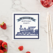 ヴィンテージ レトロ トレイン キッズ バースデーパーティー ペーパー スタンダードカクテルナプキン (インサイチュ)