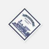 ヴィンテージ レトロ トレイン キッズ バースデーパーティー ペーパー スタンダードカクテルナプキン (角)