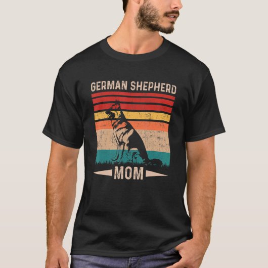 ヴィンテージ レトロ ドイツ牧羊犬 ママ 母の日 Tシャツ (正面)