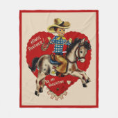 ヴィンテージ レトロ 「ハウディ、パードナー！」 バレンタイン フリースブランケット (正面)
