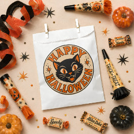 ヴィンテージ レトロ ハッピー ハロウィン 黒猫 フェイバーバッグ