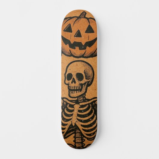 ヴィンテージ・レトロ・ハロウィンのスケルトン スケートボード (正面)