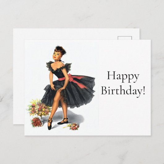 ヴィンテージ レトロ バレエダンサー 1950年代 ポストカード (正面/裏面)