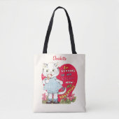 ヴィンテージ レトロ バレンタインデーの猫がアイスクリームを食べる トートバッグ (正面)
