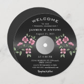 ヴィンテージ レトロ ビニール レコード QR ウェディング 招待状 (正面/裏面)