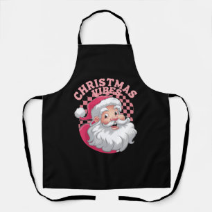 ヴィンテージ レトロ ピンク サンタ クリスマス エプロン