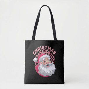 ヴィンテージ レトロ ピンク サンタ クリスマス トートバッグ