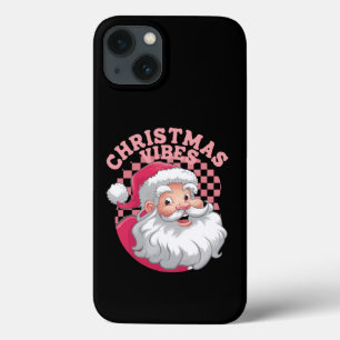 ヴィンテージ レトロ ピンク サンタ クリスマス iPhone 13ケース