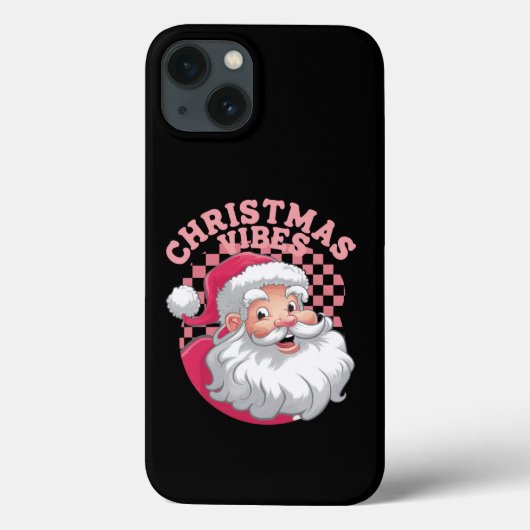 ヴィンテージ レトロ ピンク サンタ クリスマス Case-Mate iPhoneケース (裏面)