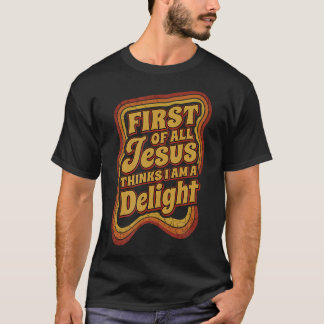 ヴィンテージ レトロ ファースト オブ オール ジーザス シンキング アイム ア Tシャツ