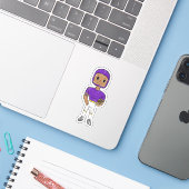ヴィンテージ　レトロ　フットボール　選手　紫　黄色　シンプル シール (ノートパソコンとiPhone)