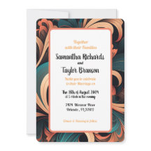 ヴィンテージ レトロ フラワー ウェディング インビテーション