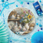 ヴィンテージ レトロ フラワー ティーセット フラワーペーパープレート ペーパープレート (パーティー)