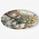 ヴィンテージ レトロ フラワー ティー セット フラワー ペーパー プレート (アングル)