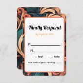 ヴィンテージ レトロ フラワー 出欠カード (正面/裏面)