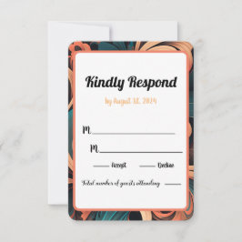 ヴィンテージ レトロ フラワー 出欠カード