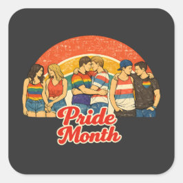 ヴィンテージ・レトロ・プライド月間LGBTQお祝い スクエアシール