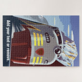 ヴィンテージ·レトロ·ポスター、山の風景での列車: ジグソーパズル (横)