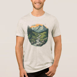 ヴィンテージ レトロ マウンテン ランドスケープ ハイキング ネイチャー トライブレンドTシャツ