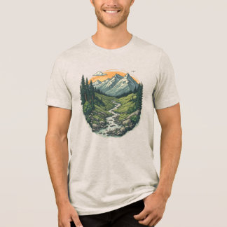 ヴィンテージ レトロ マウンテン ランドスケープ ハイキング ネイチャー トライブレンドTシャツ